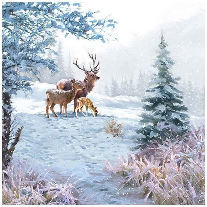 Ubrousky na DEKUPÁŽ - Deer Family - 1 ks