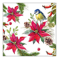Eko ubrousky na dekupáž Bird on Poinsettia - 1ks