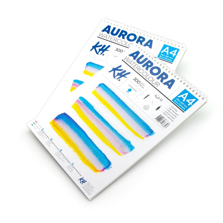 Akvarelový blok AURORA cold press se spirálou - 12 listový