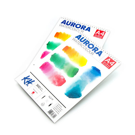Akvarelový blok AURORA hot press se spirálou - 12 listový