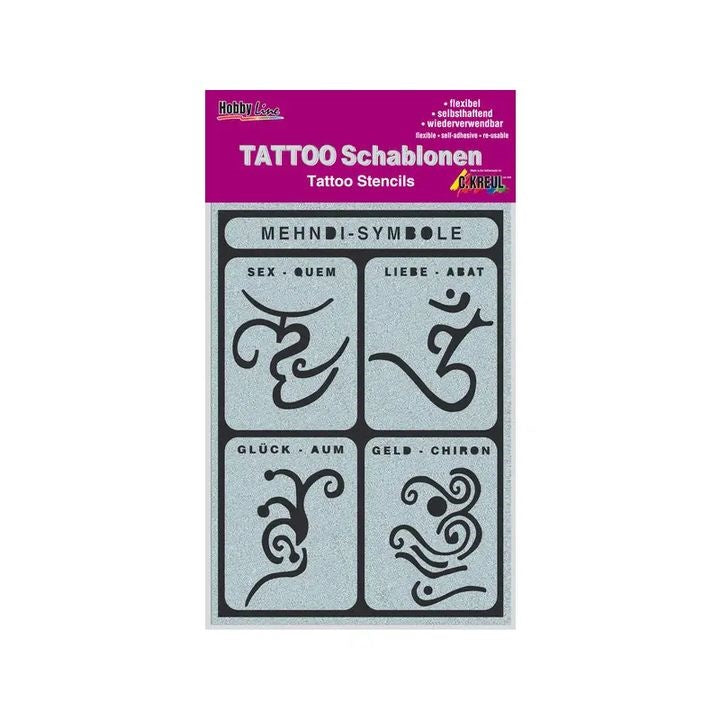 Samolepící tetovací šablona Mehndi-Symbols