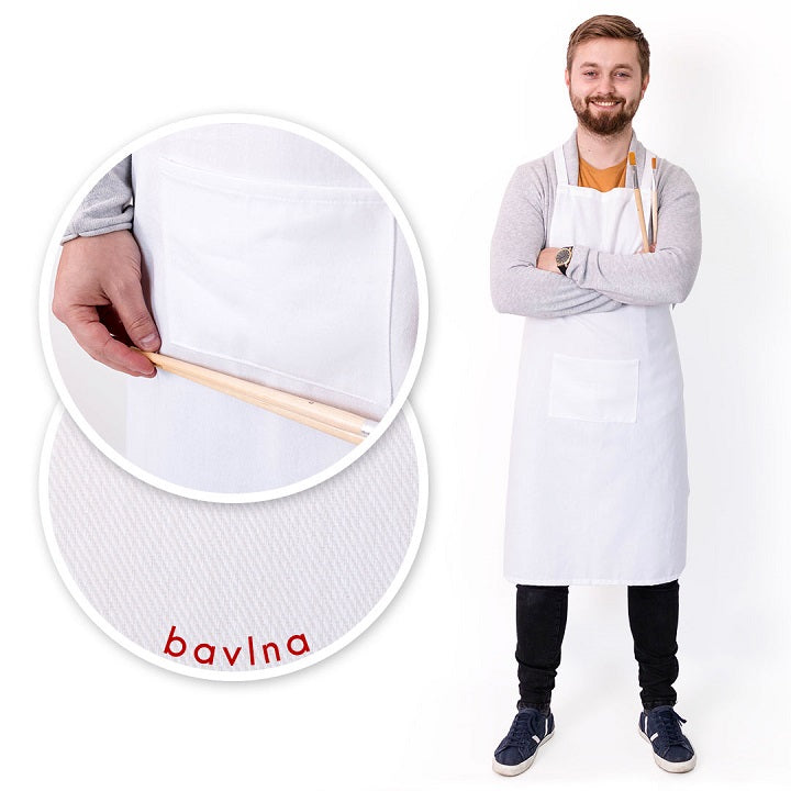 Bavlněná zástěra - bílá