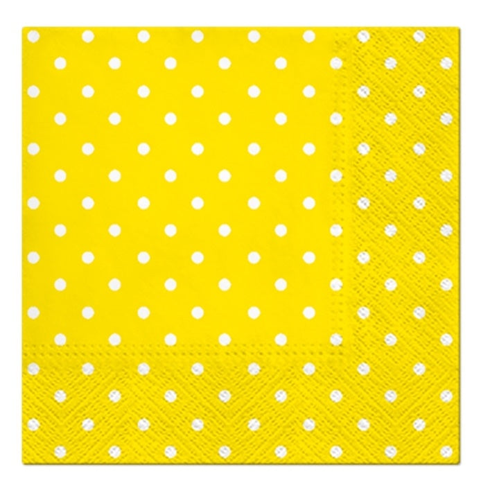 Ubrousky na dekupáž cocktail Yellow Dots - 1 ks