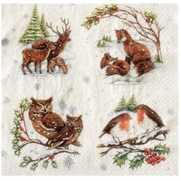 Ubrousky na dekupáž Winter Animals - 1 ks
