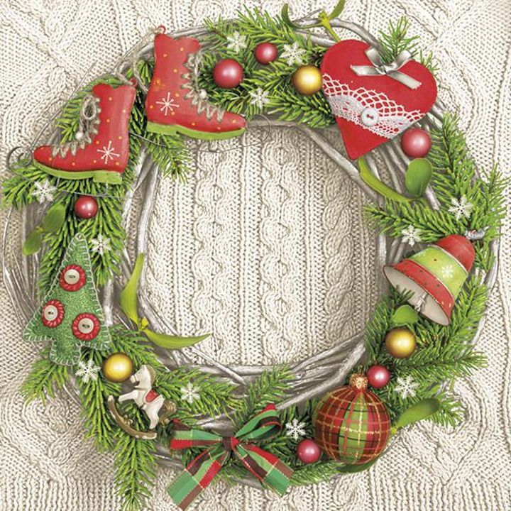 Ubrousky na dekupáž Classic Garland on Wool Pattern - 1 ks