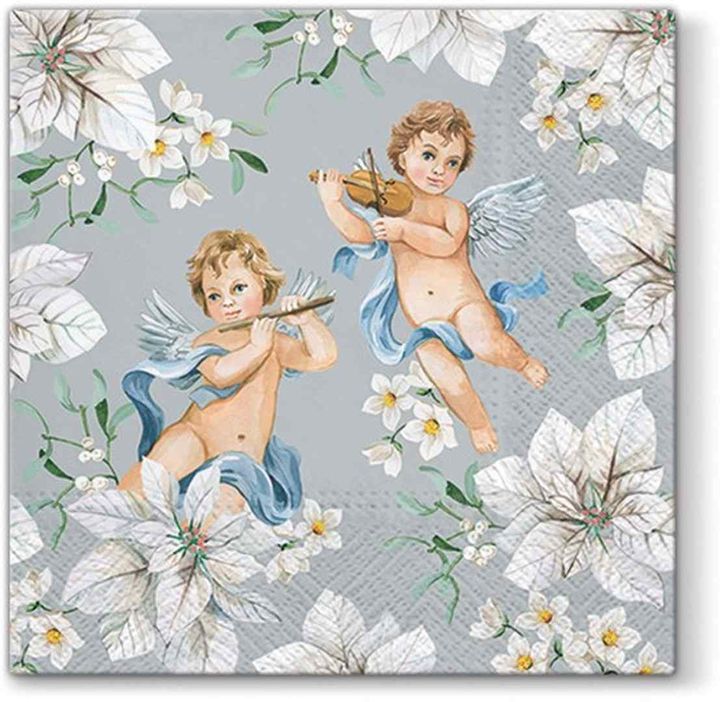 Ubrousky na dekupáž Angels in Flowers - 1 ks