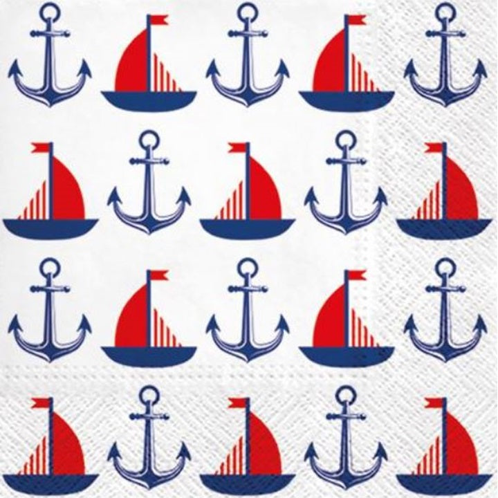Ubrousky na dekupáž Ships & Anchors - 1 ks