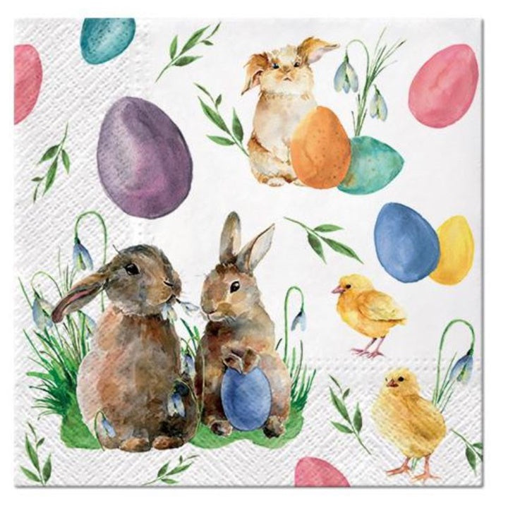 Ubrousky na dekupáž Bunnies with Chicken - 1 ks