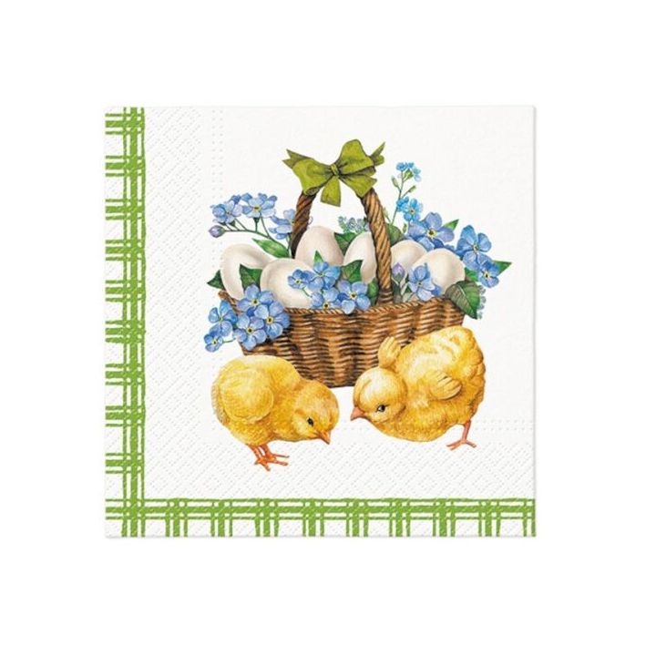 Decoupage ubrousky - Chicks with basket  - 1ks