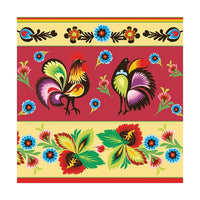 Eko ubrousky na dekupáž Folklore Roosters Cream & Red - 1ks