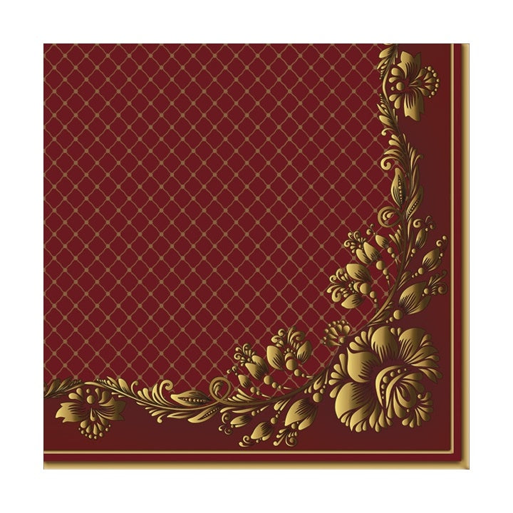 Eko ubrousky na dekupáž Gold Frame and Net on Crimson - 1ks