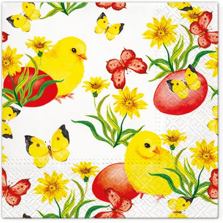 Ubrousky na dekupáž Chicks and Butterflies - 1 ks