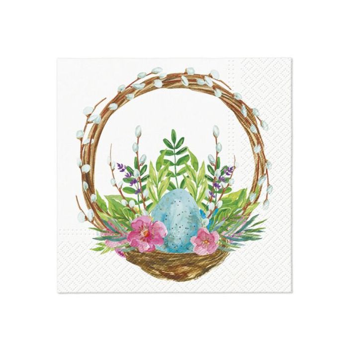 Decoupage ubrousky - Easter basket catkins  - 1ks