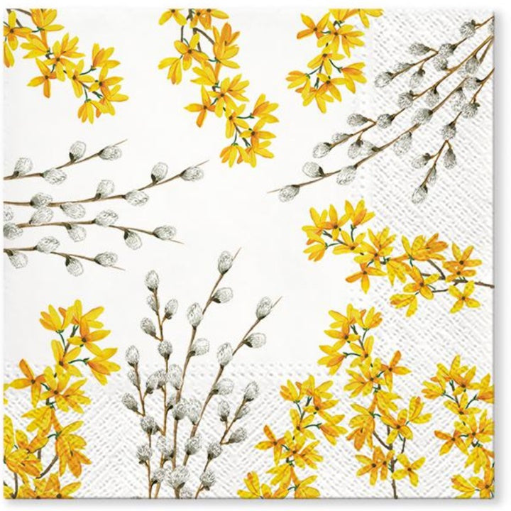 Ubrousky na dekupáž Catkins and Forsythia - 1 ks