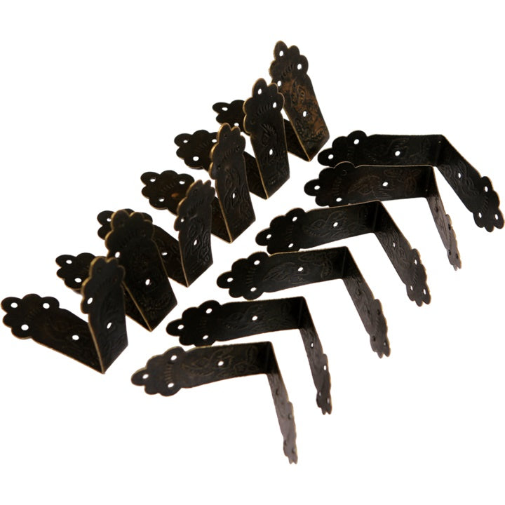 Rohový kovový pant 43x20 mm 12 ks - bronz