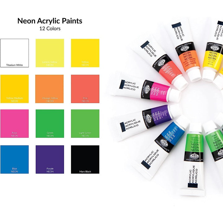 Royal &amp; Langnickel Neonové akrylové barvy 12 x 12 ml