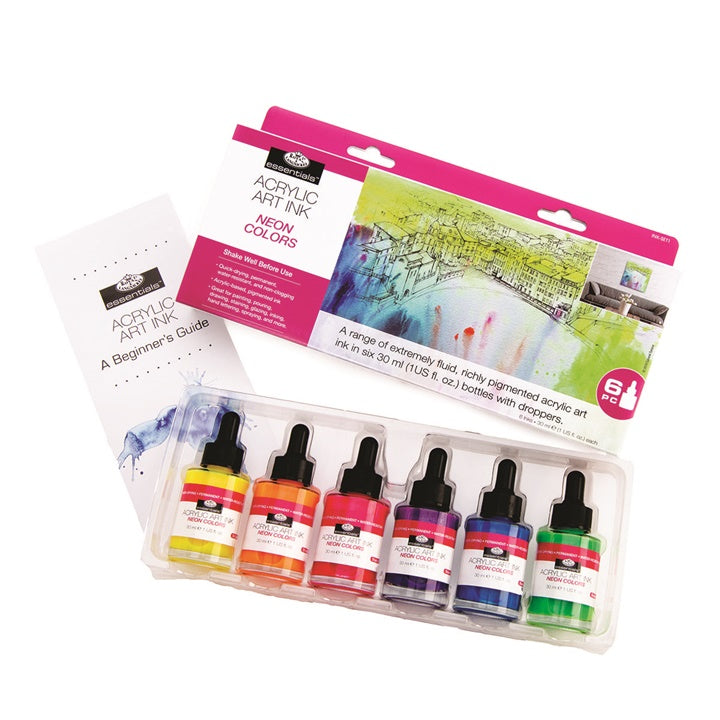 Akrylový inkoust Royal & Langnickel neonové barvy 6 x 30 ml