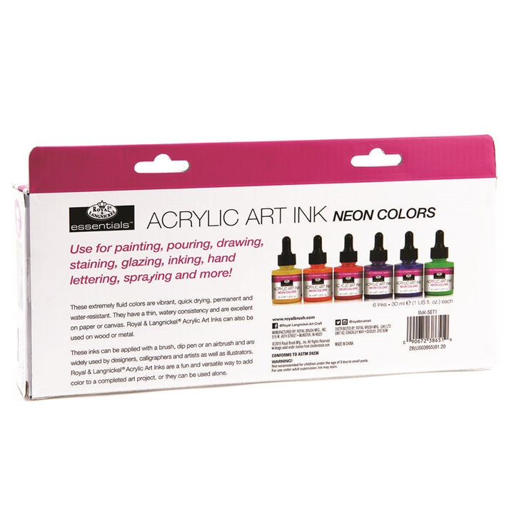 Akrylový inkoust Royal & Langnickel neonové barvy 6 x 30 ml