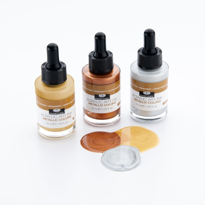 Akrylový inkoust Royal & Langnickel metalické barvy 3 x 30 ml