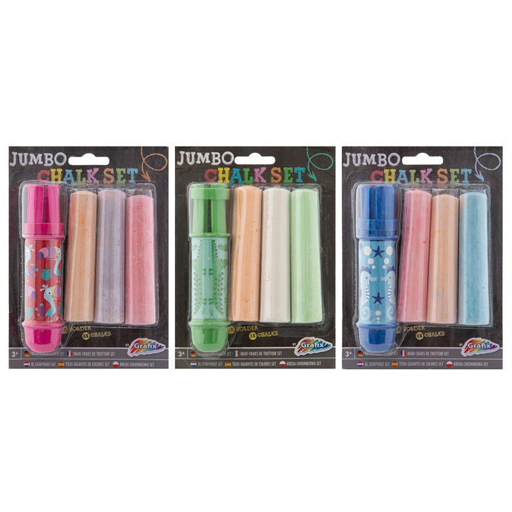 Jumbo Sidewalk Chalk s držákem 3 ks