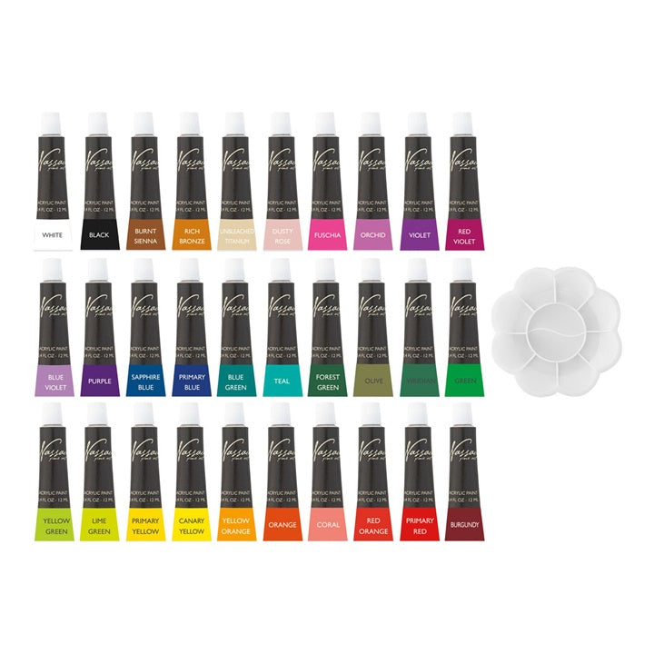 Velká sada akrylových barev Nassau Fine Art - 30 x 12 ml