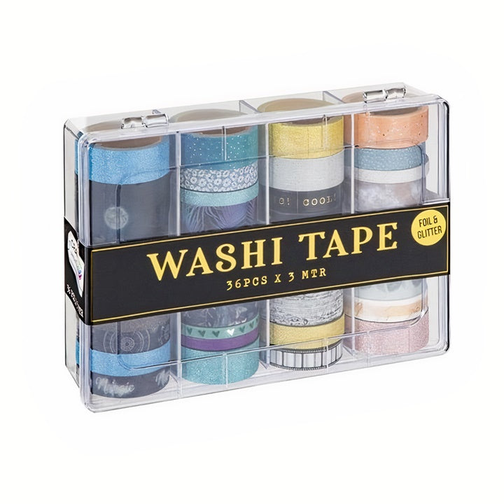 Washi pásky - sada 36 x 3 m / tmavé tóny
