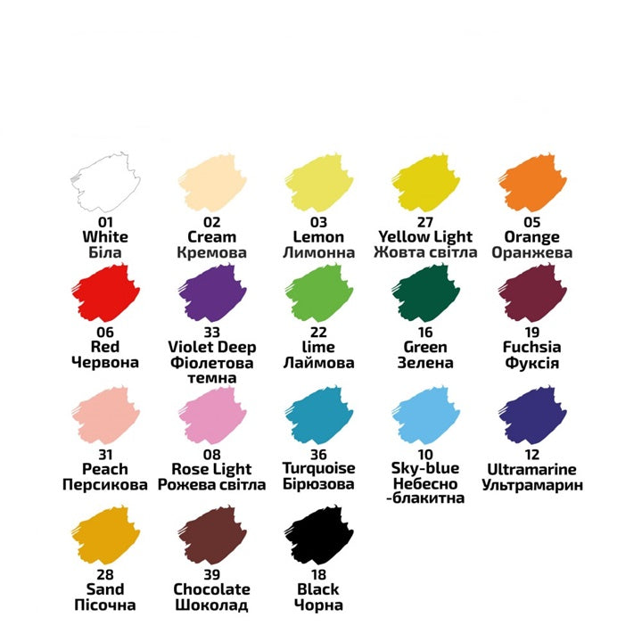 ROSA Akrylové barvy na textil 18x20 ml