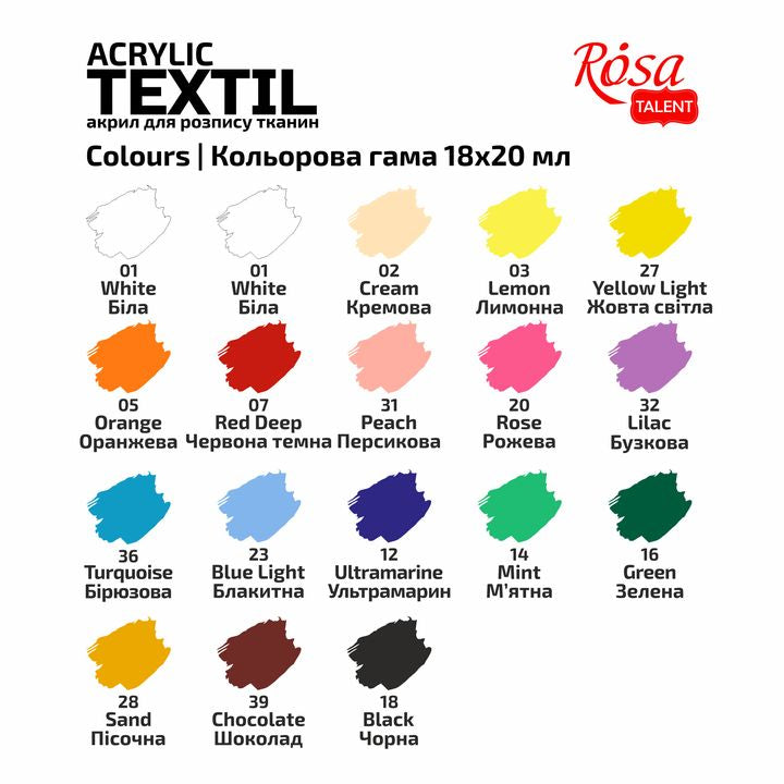 STYLE ROSA TALENT Sada akrylových barev na textil
