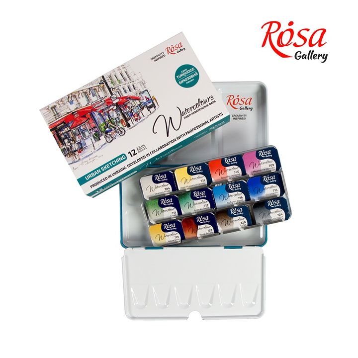 Akvarelové barvy Rosa Gallery - sada Urban Sketching 12 x 2.5 ml
