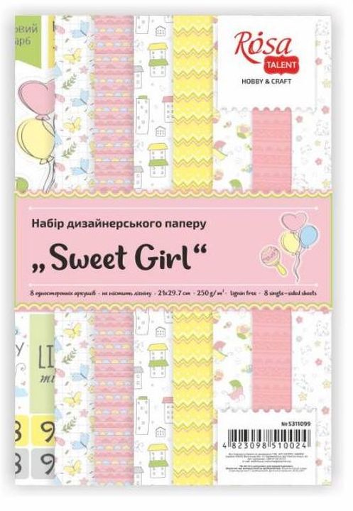 Sada scrapbookingových papírů Sweet Girl 21 x 29,7 cm