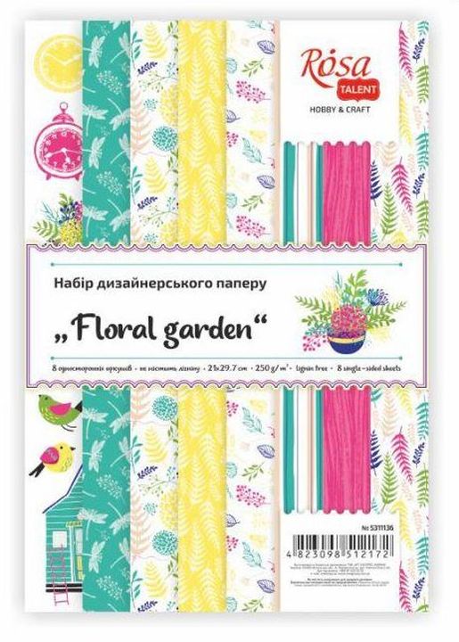 Sada scrapbookingových papírů Květinová zahrada 21 x 29,7 cm