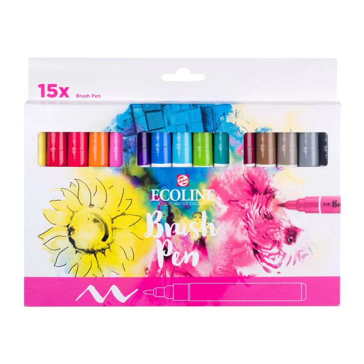 Akvarelové pera ECOLINE BRUSH PEN 15 ks