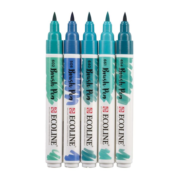 Akvarelové tužky Ecoline Brush Pen Green Blue