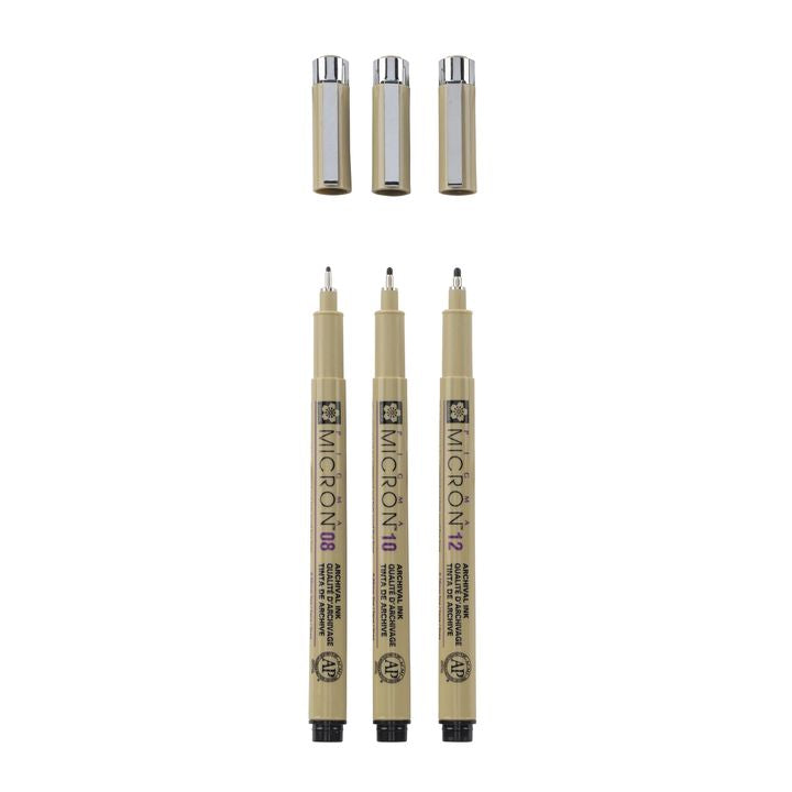 Sada technických per SAKURA PIGMA MICRON sada BROAD 3 ks