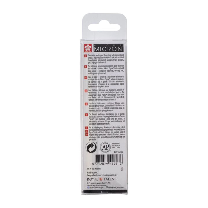 Sada technických per SAKURA PIGMA MICRON sada BROAD 3 ks