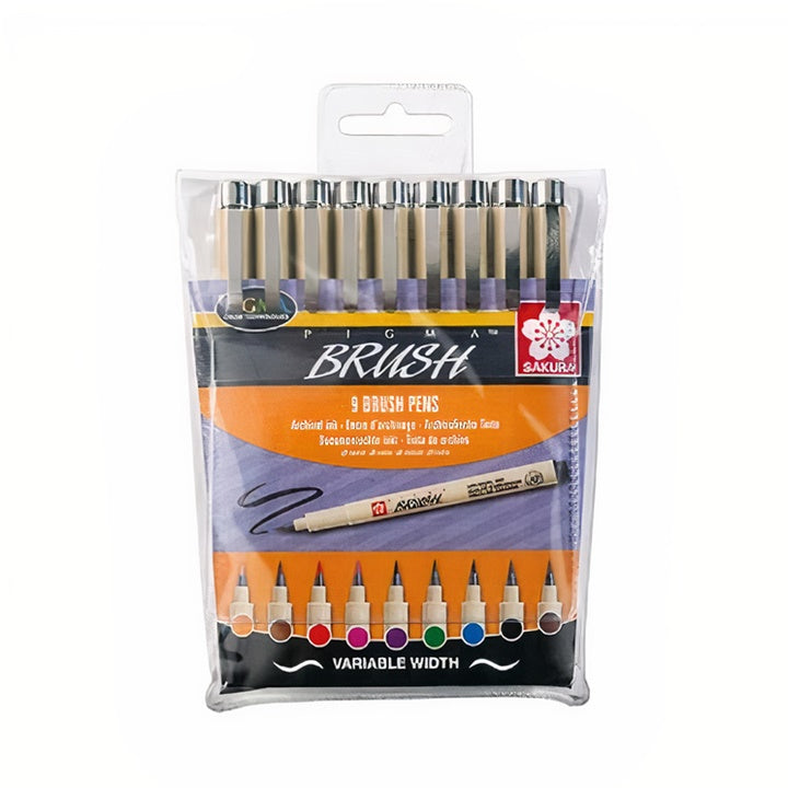 Sada kreativních per SAKURA Pigma Brush / 9 dílná
