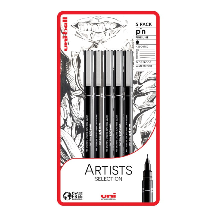 Sada popisovačů UNI PIN fineliner Artist Selection 5 ks