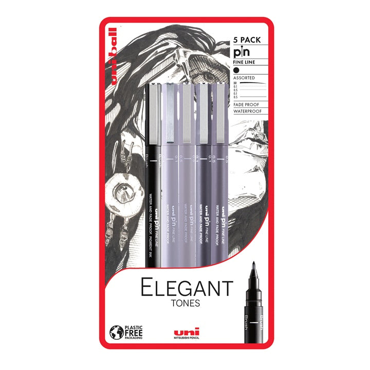 Sada popisovačů UNI PIN fineliner Elegant Tones 5 ks