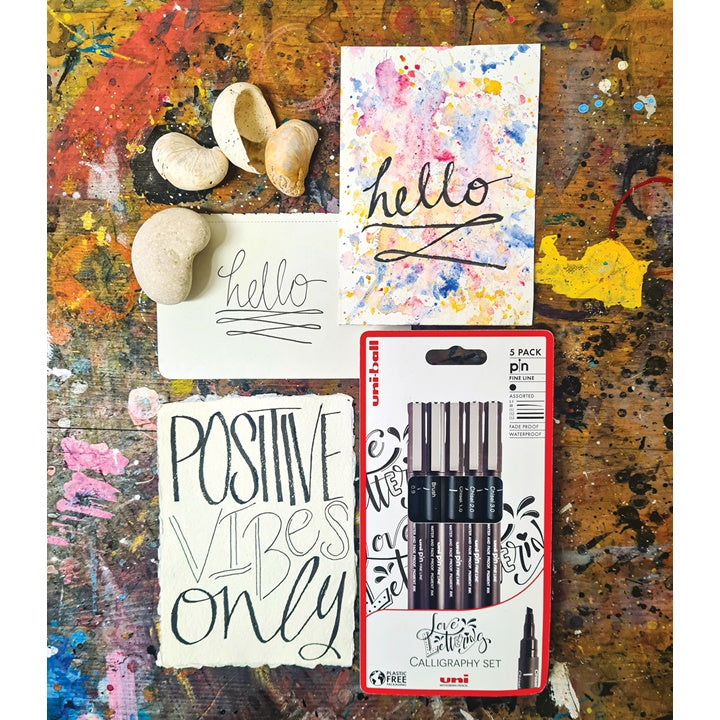 Sada popisovačů UNI PIN fineliner Love Lettering 5 ks
