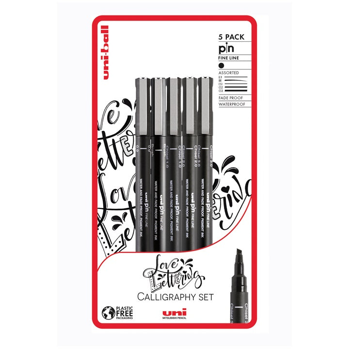 Sada popisovačů UNI PIN fineliner Love Lettering 5 ks