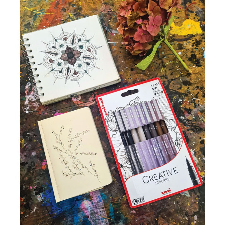 Sada fixů UNI PIN fineliner Creative Strokes 8 ks