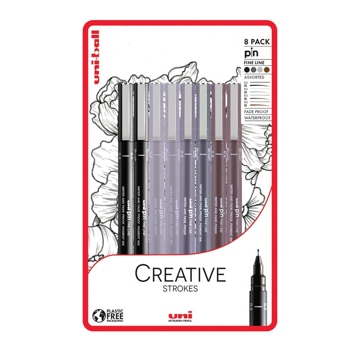 Sada fixů UNI PIN fineliner Creative Strokes 8 ks