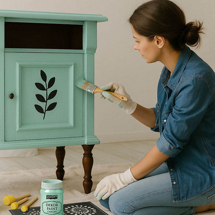 Sada na renovaci nábytku se stříbrnou barvou ve spreji - fialová