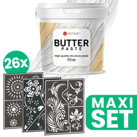 Reliéfní pasta ARTMIE BUTTER + sada šablon na malování FOLK ART motiv - 26 ks