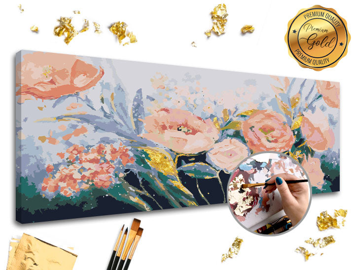 Malování podle čísel PREMIUM GOLD | Růžová zahrada
