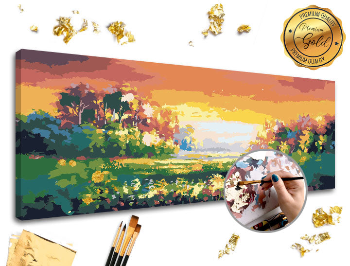 Malování podle čísel PREMIUM GOLD | Pestrobarevná krajina