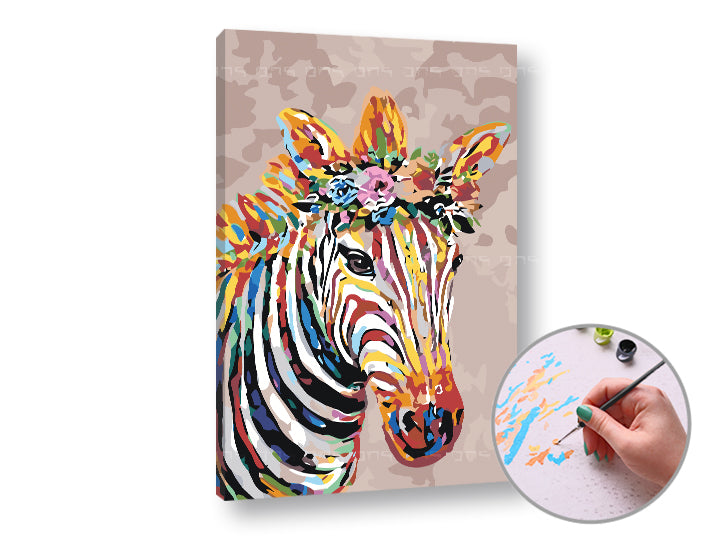 Malba podle čísel ZEBRA S KVĚTINAMI