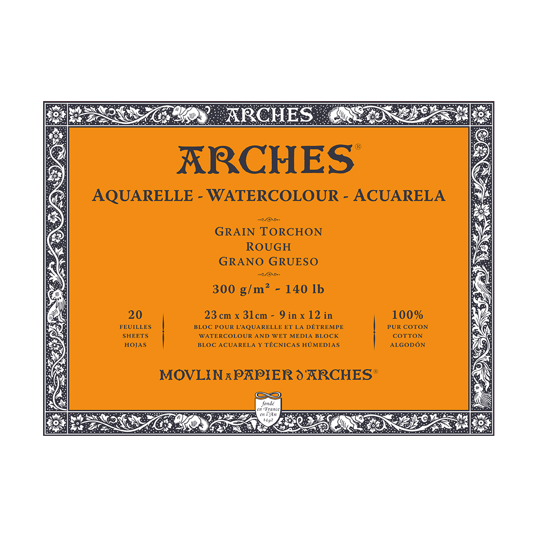 ARCHES akvarelový blok Rough přírodní bílá 300 g/m² 10 – 31 cm - 20 listů