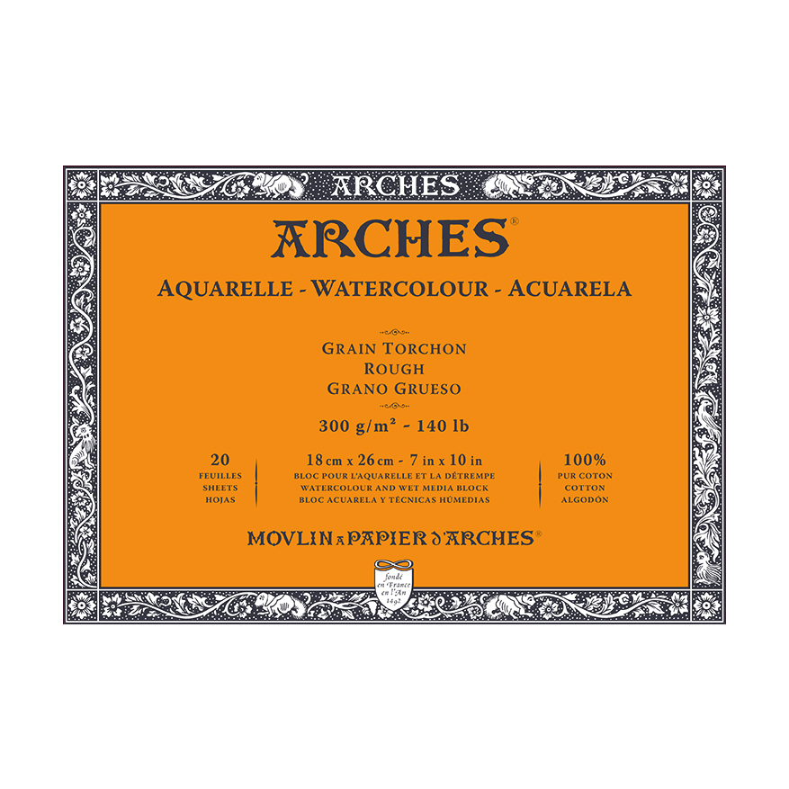 ARCHES akvarelový blok Rough přírodní bílá 300 g/m² 10 – 31 cm - 20 listů