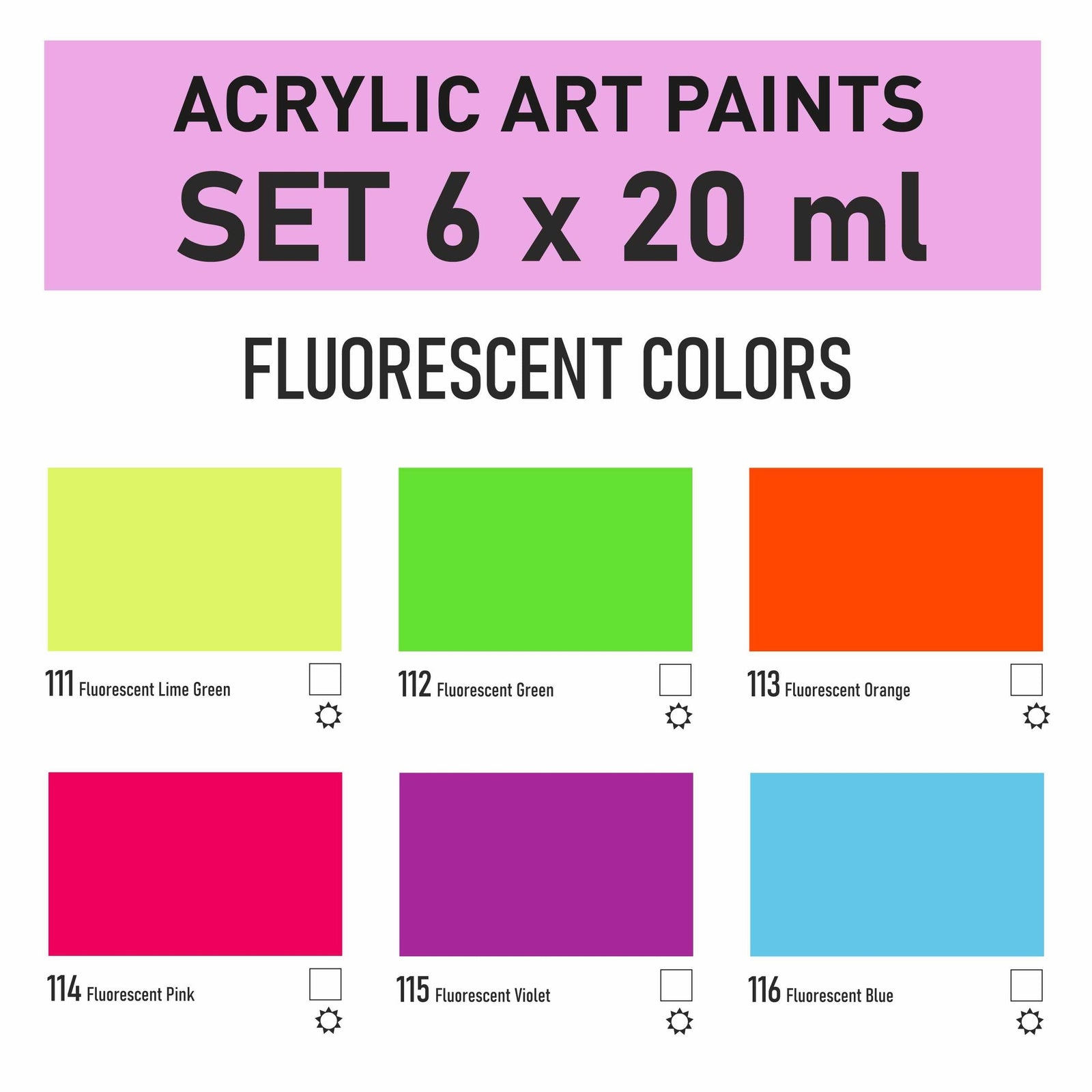 Sada akrylových barev Kompozit STANDART Fluorescent 6 x 20 ml